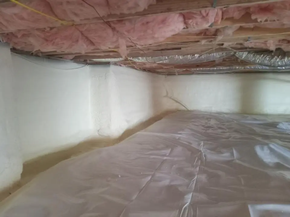 Crawl space encapsulation with closed-cell spray foam for Attic Insulation in Windsor Locks